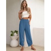 image:imageANRABESS Womens Wide Leg Palazzo Capri Barrel Pants  Lightweight Breathable High Waisted Cropped Trousers Beach Vacation Work Outfits Summer Casual Lounge Flowy PantsLake Blue