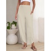 image:imageANRABESS Womens Wide Leg Palazzo Capri Barrel Pants  Lightweight Breathable High Waisted Cropped Trousers Beach Vacation Work Outfits Summer Casual Lounge Flowy PantsApricot
