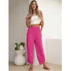 image:imageANRABESS Womens Wide Leg Palazzo Capri Barrel Pants  Lightweight Breathable High Waisted Cropped Trousers Beach Vacation Work Outfits Summer Casual Lounge Flowy PantsHot Pink