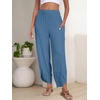 image:imageANRABESS Womens Wide Leg Palazzo Capri Barrel Pants  Lightweight Breathable High Waisted Cropped Trousers Beach Vacation Work Outfits Summer Casual Lounge Flowy PantsLake Blue