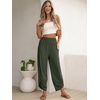 image:imageANRABESS Womens Wide Leg Palazzo Capri Barrel Pants  Lightweight Breathable High Waisted Cropped Trousers Beach Vacation Work Outfits Summer Casual Lounge Flowy PantsDark Green