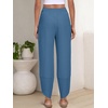 image:imageANRABESS Womens Wide Leg Palazzo Capri Barrel Pants  Lightweight Breathable High Waisted Cropped Trousers Beach Vacation Work Outfits Summer Casual Lounge Flowy PantsLake Blue