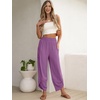 image:imageANRABESS Womens Wide Leg Palazzo Capri Barrel Pants  Lightweight Breathable High Waisted Cropped Trousers Beach Vacation Work Outfits Summer Casual Lounge Flowy PantsPurple