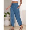 image:imageANRABESS Womens Wide Leg Palazzo Capri Barrel Pants  Lightweight Breathable High Waisted Cropped Trousers Beach Vacation Work Outfits Summer Casual Lounge Flowy PantsLake Blue