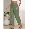 image:imageANRABESS Womens Wide Leg Palazzo Capri Barrel Pants  Lightweight Breathable High Waisted Cropped Trousers Beach Vacation Work Outfits Summer Casual Lounge Flowy PantsGreen