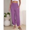 image:imageANRABESS Womens Wide Leg Palazzo Capri Barrel Pants  Lightweight Breathable High Waisted Cropped Trousers Beach Vacation Work Outfits Summer Casual Lounge Flowy PantsPurple