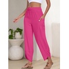 image:imageANRABESS Womens Wide Leg Palazzo Capri Barrel Pants  Lightweight Breathable High Waisted Cropped Trousers Beach Vacation Work Outfits Summer Casual Lounge Flowy PantsHot Pink