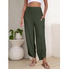 image:imageANRABESS Womens Wide Leg Palazzo Capri Barrel Pants  Lightweight Breathable High Waisted Cropped Trousers Beach Vacation Work Outfits Summer Casual Lounge Flowy PantsDark Green
