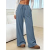 image:imageANRABESS Womens Wide Leg Palazzo Lounge Pants  Fall Lightweight Drawstring Elastic Waist Trousers with Pockets Casual Loose Flowy LoungewearDustyblue