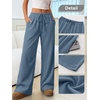 image:imageANRABESS Womens Wide Leg Palazzo Lounge Pants  Fall Lightweight Drawstring Elastic Waist Trousers with Pockets Casual Loose Flowy LoungewearDustyblue