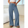 image:imageANRABESS Womens Wide Leg Palazzo Lounge Pants  Fall Lightweight Drawstring Elastic Waist Trousers with Pockets Casual Loose Flowy LoungewearDustyblue
