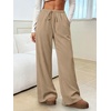 image:imageANRABESS Womens Wide Leg Palazzo Lounge Pants  Fall Lightweight Drawstring Elastic Waist Trousers with Pockets Casual Loose Flowy LoungewearKhaki