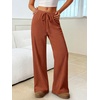 image:imageANRABESS Womens Wide Leg Palazzo Lounge Pants  Fall Lightweight Drawstring Elastic Waist Trousers with Pockets Casual Loose Flowy LoungewearOrange