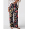 image:imageANRABESS Womens Wide Leg Palazzo Pants with Pockets  Smocked High Waisted Flowy Boho Pants Lightweight Soft Knit Lounge amp Casual Trousers for Beach Vacation Summer FallFloral Black