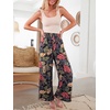 image:imageANRABESS Womens Wide Leg Palazzo Pants with Pockets  Smocked High Waisted Flowy Boho Pants Lightweight Soft Knit Lounge amp Casual Trousers for Beach Vacation Summer FallFloral Black