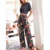 image:imageANRABESS Womens Wide Leg Palazzo Pants with Pockets  Smocked High Waisted Flowy Boho Pants Lightweight Soft Knit Lounge amp Casual Trousers for Beach Vacation Summer FallFloral Black