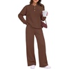 image:imageANRABESS 2 Piece Sets for Women Fall Outfits Sweatsuits  Henley Neck Sweatshirt amp Wide Leg Sweatpant with Pockets Comfy Matching Lounge Sets Airport Travel Outfit Casual ClothesCoffee