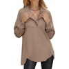 image:imageANRABESS Sweatshirt for Women Oversized Henley Tunic Tops  Long Sleeve Button Slit HemSoft Loose Fit Pullover School Work Office Outfits Lounge Casual Fall Winter ClothingKhaki