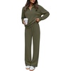 image:imageANRABESS Sweatsuit for Women 2 Piece Outfits Half Zip Lounge Set  WrinkleFree TracksuitAirport Travel Matching Sets High Waisted Wide Leg Sweatpants Casual WorkoutFall Winter ClothingArmy Green