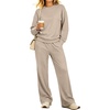 image:imageANRABESS Two Piece Sets for Women Lounge Fall Outfits Sweatsuits  Cozy Fleece Long Sleeve Pullover amp Wide Leg Pants Matching SetCasual LoungewearAirport Travel ClothingWorkout TracksuitsGrey Beige