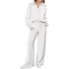 image:imageANRABESS Women 2 Piece Set Sweatsuits Lounge Fall Outfits  Quarter Zip Pullover Wide Leg Pants amp Pockets Matching SetCasual Travel Fashion Airport Vacation ClothingSweat Track SuitsWhite