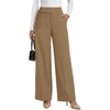 image:imageANRABESS Women Buckle Work Dress Pants with Pockets  Wide Leg Mid Waist Trousers Office Dressy Formal Business Casual Long Fall Slacks Solid amp StripedKhaki