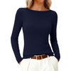 image:imageANRABESS Womens Boat Neck Long Sleeve Thermal Shirts  Comfy Soft Warm Fleece Tops Slim Fit Basic TShirt Going Out Work AllDay Wear Fall Fashion Winter Casual Layering OutfitsNavy Blue
