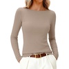 image:imageANRABESS Womens Boat Neck Long Sleeve Thermal Shirts  Comfy Soft Warm Fleece Tops Slim Fit Basic TShirt Going Out Work AllDay Wear Fall Fashion Winter Casual Layering OutfitsKhaki