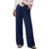 image:imageANRABESS Womens Corduroy Wide Leg Palazzo Lounge Pants  Fall Casual Loose High Waist Chunky Trousers Cozy Comfy Work Casual Outfits Ribbed Texture with Side PocketsNavy Blue