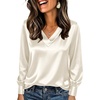 image:imageANRABESS Womens Satin V Neck Blouse Long Sleeve Shirts  Business Casual Outfits Silky Soft Work Office Professional Tops Dressy Elegant Cute Foraml Fall Spring ClothesCream