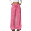 image:imageANRABESS Womens Striped Wide Leg Lounge Pajama Pants  Soft Comfy Strecthy Drawstring Elastic High Waisted Bottoms Pockets Casual Loose Home Daily Wear Cute Fall Winter TrousersPink Red Stripe