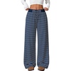 image:imageANRABESS Womens Striped Wide Leg Lounge Pajama Pants  Soft Comfy Strecthy Drawstring Elastic High Waisted Bottoms Pockets Casual Loose Home Daily Wear Cute Fall Winter TrousersNavy Blue White Stripe