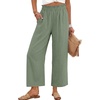 image:imageANRABESS Womens Wide Leg Cropped Palazzo Pants Light Green XL  Lightweight Breathable Elastic High Waisted Pants Beach Vacation Flowy Lounge amp Casual Summer Trousers with Pockets