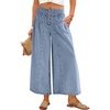 image:imageANRABESS Womens Wide Leg Palazzo JeansCropped Ankle LengthHigh Waist Baggy Barrel Denim Pants with Pockets Light Blue Large