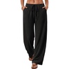 image:imageANRABESS Womens Wide Leg Palazzo Lounge Pants  Fall Lightweight Drawstring Elastic Waist Trousers with Pockets Casual Loose Flowy LoungewearBlack