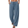 image:imageANRABESS Womens Wide Leg Palazzo Lounge Pants  Fall Lightweight Drawstring Elastic Waist Trousers with Pockets Casual Loose Flowy LoungewearDustyblue