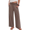 image:imageANRABESS Womens Wide Leg Palazzo Pants with Pockets  Smocked High Waisted Flowy Boho Pants Lightweight Soft Knit Lounge amp Casual Trousers for Beach Vacation Summer FallLight Brown