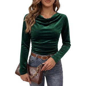 image:imageANRABESS Cowl Neck Tops for Women Long Sleeve Velvet Shirts  2026 Fall Going Out OutfitsBusiness Casual Work TopsSlim Fit Dressy Blouses Elegant Party Date Night ClothesGreen