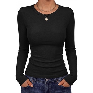 image:imageANRABESS Fall Long Sleeve Shirts for Women Wool Blend Tops  Comfy Stretch Slim Basic Tee Casual Work Going Out Daily Wear Soft Crewneck Lightweight Sweater Winter Layering ClothesBlack
