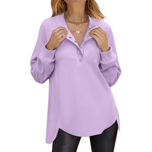 image:imageANRABESS Sweatshirt for Women Oversized Henley Tunic Tops  Long Sleeve Button Slit HemSoft Loose Fit Pullover School Work Office Outfits Lounge Casual Fall Winter ClothingLight Purple