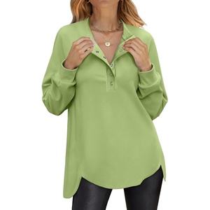image:imageANRABESS Sweatshirt for Women Oversized Henley Tunic Tops  Long Sleeve Button Slit HemSoft Loose Fit Pullover School Work Office Outfits Lounge Casual Fall Winter ClothingGreen
