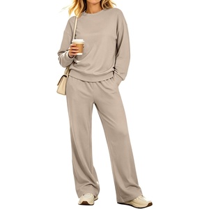 image:imageANRABESS Two Piece Sets for Women Lounge Fall Outfits Sweatsuits  Cozy Fleece Long Sleeve Pullover amp Wide Leg Pants Matching SetCasual LoungewearAirport Travel ClothingWorkout TracksuitsGrey Beige
