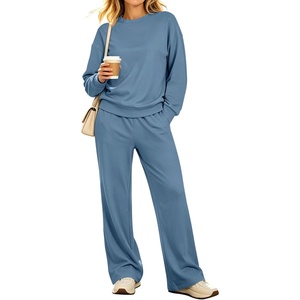image:imageANRABESS Two Piece Sets for Women Lounge Fall Outfits Sweatsuits  Cozy Fleece Long Sleeve Pullover amp Wide Leg Pants Matching SetCasual LoungewearAirport Travel ClothingWorkout TracksuitsGrey Blue