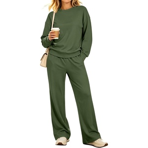 image:imageANRABESS Two Piece Sets for Women Lounge Fall Outfits Sweatsuits  Cozy Fleece Long Sleeve Pullover amp Wide Leg Pants Matching SetCasual LoungewearAirport Travel ClothingWorkout TracksuitsArmy Green