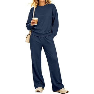 image:imageANRABESS Two Piece Sets for Women Lounge Fall Outfits Sweatsuits  Cozy Fleece Long Sleeve Pullover amp Wide Leg Pants Matching SetCasual LoungewearAirport Travel ClothingWorkout TracksuitsNavy Blue