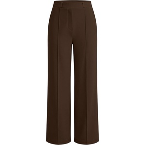 image:imageANRABESS Womens Business Casual Straight Leg Dress Pants  High Waisted Wide Leg Palazzo TrousersPull On for Work Office SlacksWrinkle Free Thermal with PocketsFall Winter ClothingBrown