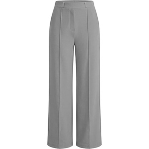 image:imageANRABESS Womens Business Casual Straight Leg Dress Pants  High Waisted Wide Leg Palazzo TrousersPull On for Work Office SlacksWrinkle Free Thermal with PocketsFall Winter ClothingGrey