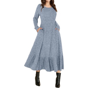 image:imageANRABESS Womens Fall Long Sleeve Midi Dress  Crewneck Swing Flowy A Line Dresses Soft Comfy Rib Knit Casual Everyday Date Nights Wear Minimal Elegant Winter LayeringBlue