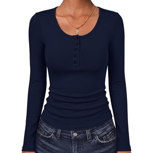 image:imageANRABESS Womens Long Sleeve Shirts Thermal Fleece Tops  Henley Neck TShirts Dressy Business Casual Work Basic Tee Fall Winter Soft Warm Underscrub Cute Going Out UndershirtsNavy Blue