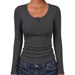 image:imageANRABESS Womens Long Sleeve Shirts Thermal Fleece Tops  Henley Neck TShirts Dressy Business Casual Work Basic Tee Fall Winter Soft Warm Underscrub Cute Going Out UndershirtsGrey